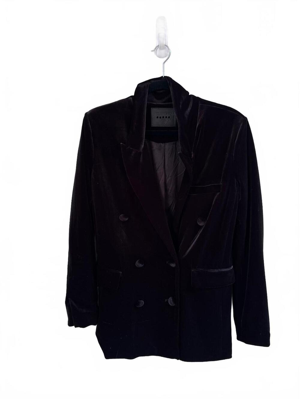 BLANKNYC Black Velvet Double-Breasted Blazer Jacket Size S